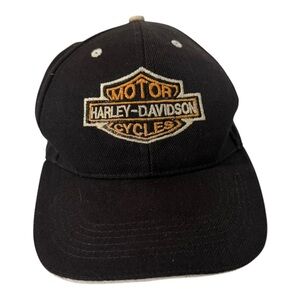 Vintage Harley-Davidson Motorcycles Black Cotton Strapback Hat Logo Cap